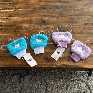 BT21 line friends half mittens,RJ&Koya and Tata&Van